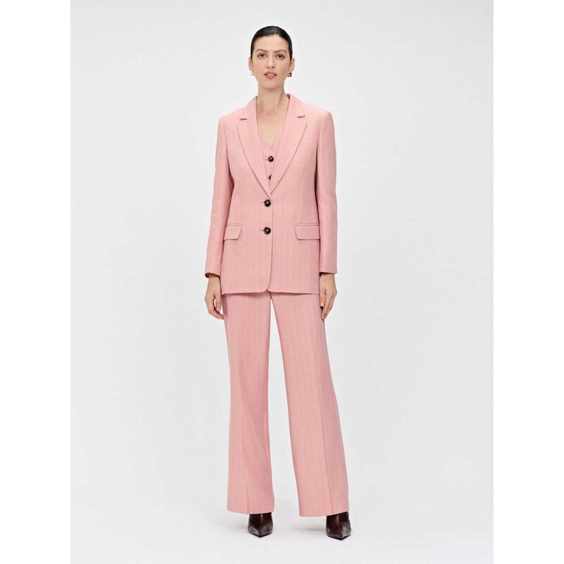 Veronika Maine Stripe Twill Longline Blazer image number 3
